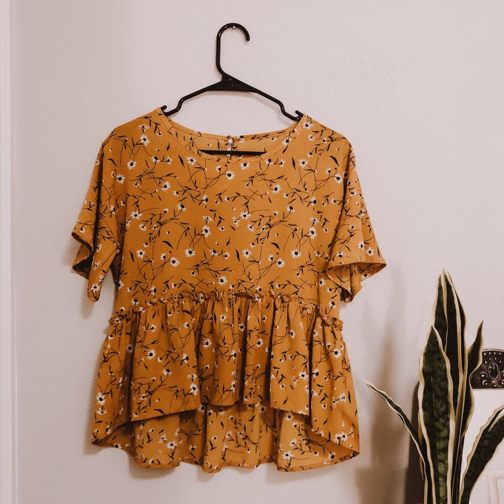 Yellow floral blouse